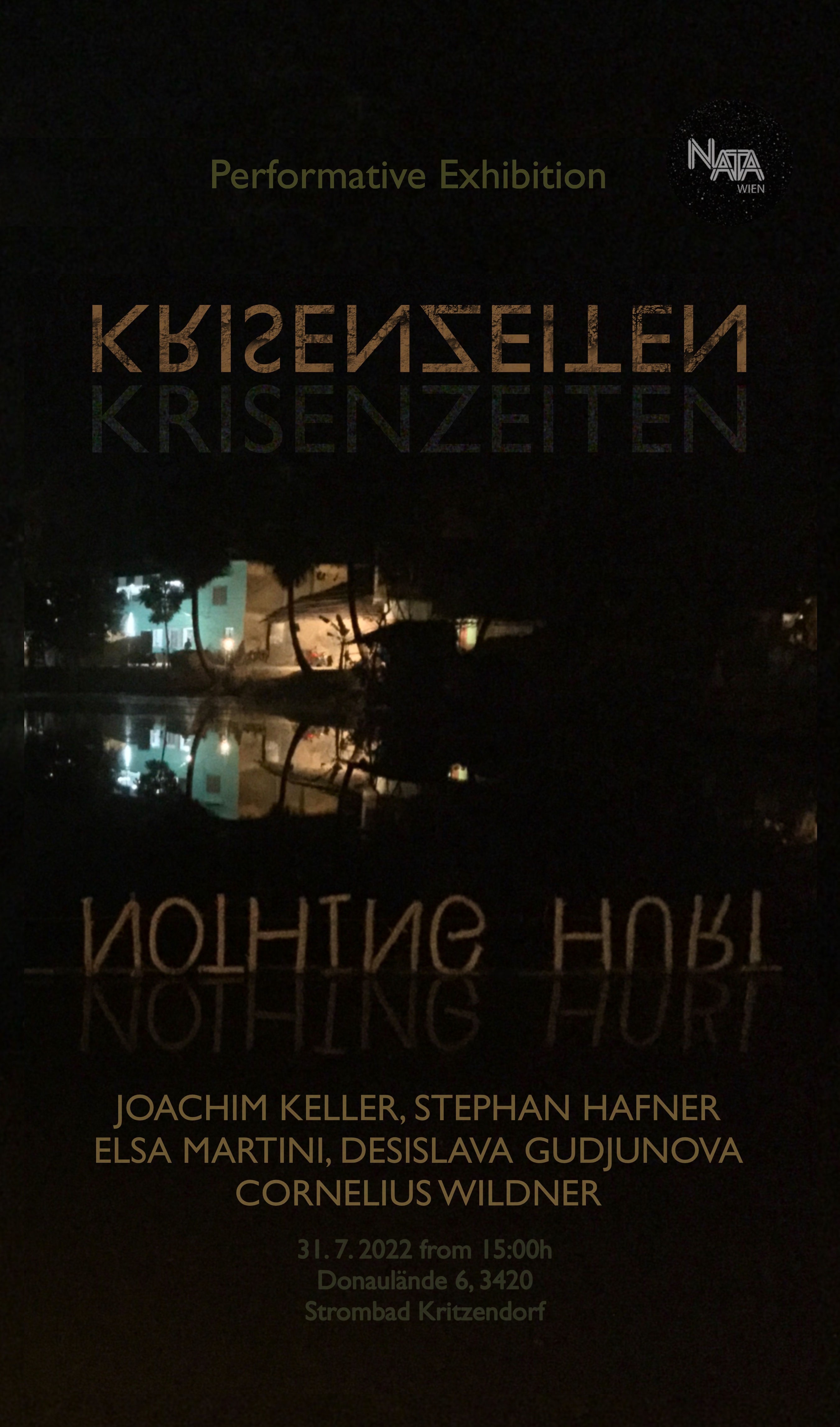 Flyer: Performative Exhibition NATA Wien, KRIESENZEITEN, NOTHING HURT